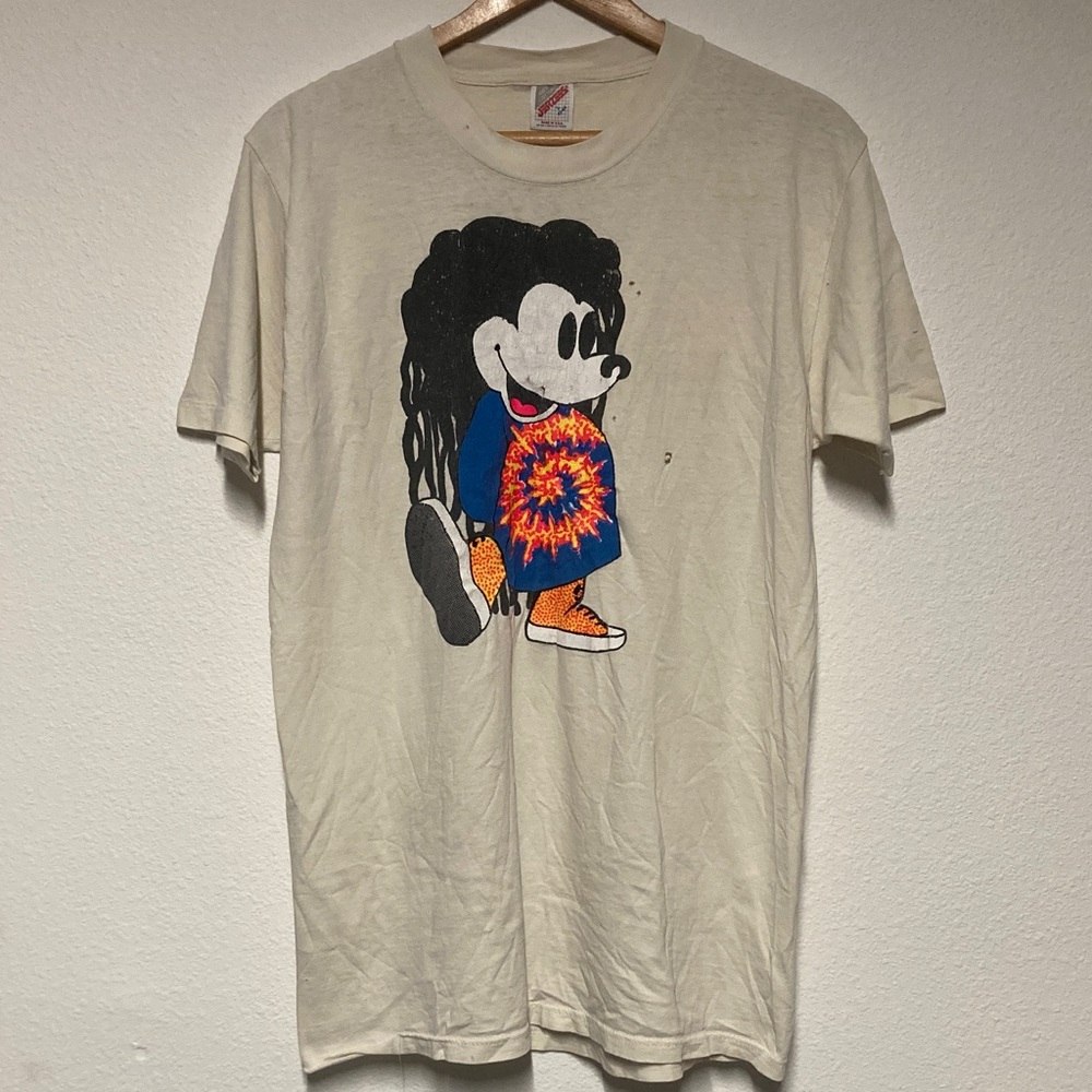 Vintage Mickey Mouse tie dye dreadlock tee.